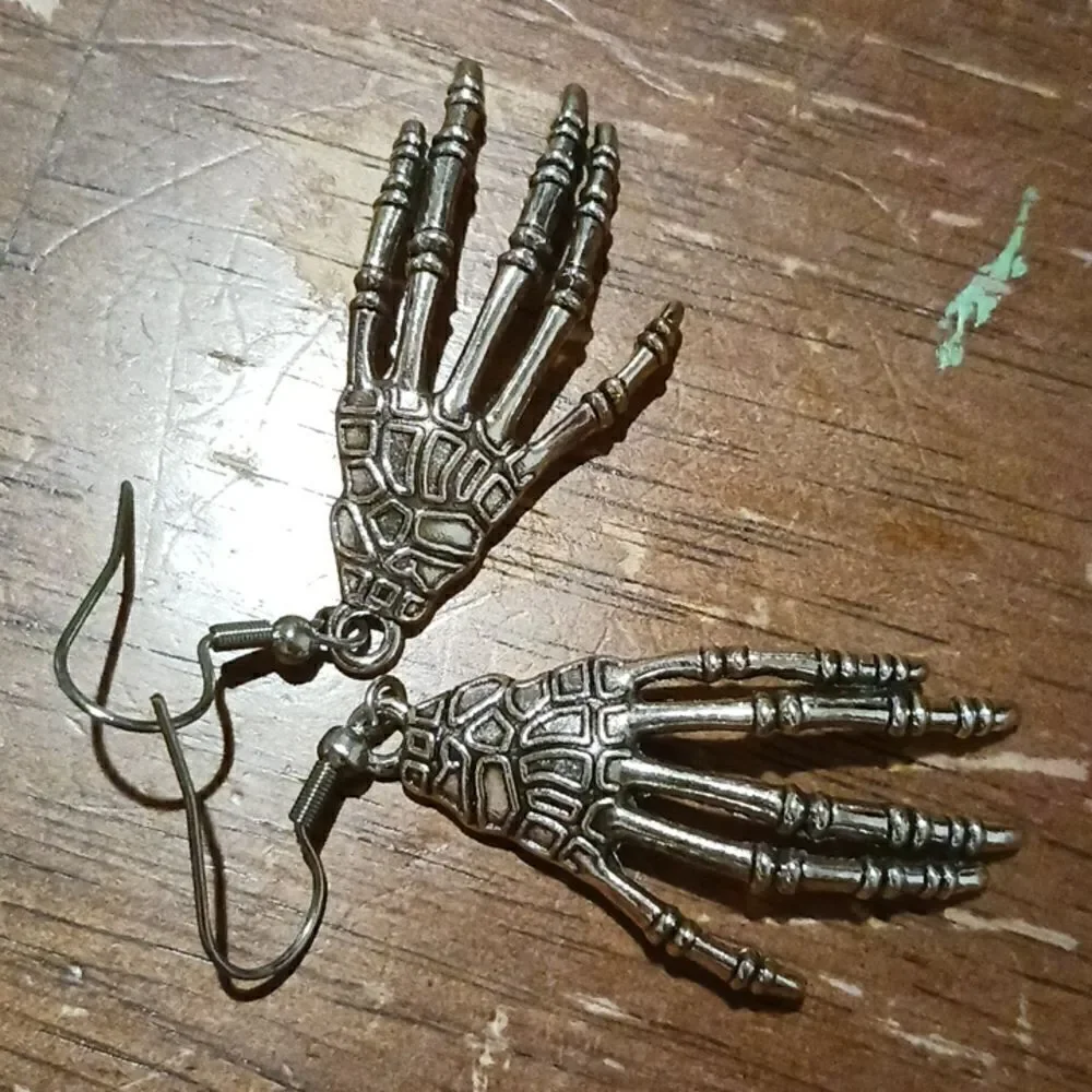 3 for 26$ Silver Skeleton Hand Earrings
